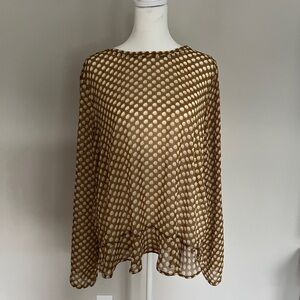 LOFT Sheer Brown Patterned Blouse